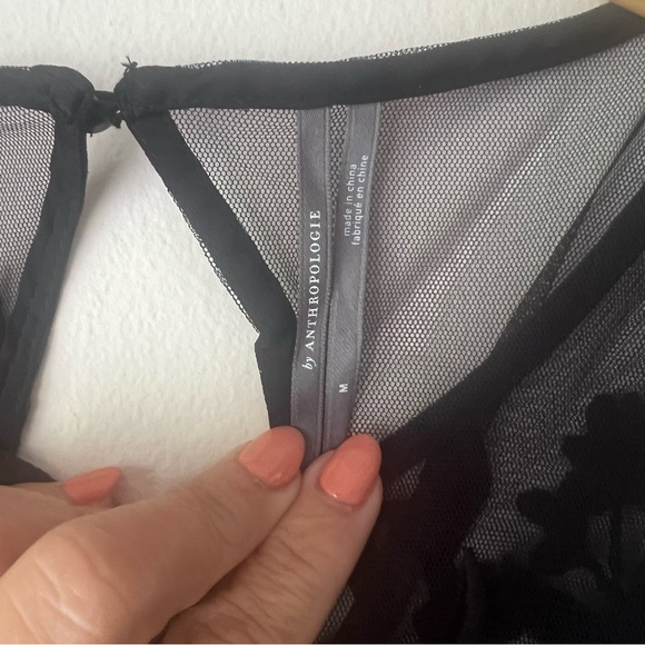 By Anthropologie Embroidered Mesh Maxi Dress black Women’s SIZE MEDIUM lace dark - Picture 14 of 14